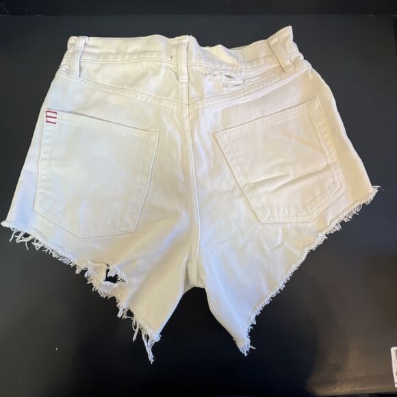 BDG Urban Outfitters Shorts Womens 26 White Denim High Rise Raw Hem Frayed - Picture 2 of 8